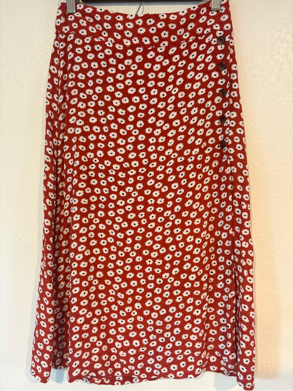 Faithfull The Brand Red Floral A-Line Midi Skirt - Picture 3 of 6